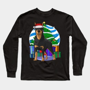 Doberman Pinscher Santa Christmas Tree Long Sleeve T-Shirt